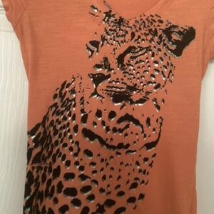 Vintage MUDD cheetah tee Sz S Y2K animal print v-neck t-shirt EUC iridescent